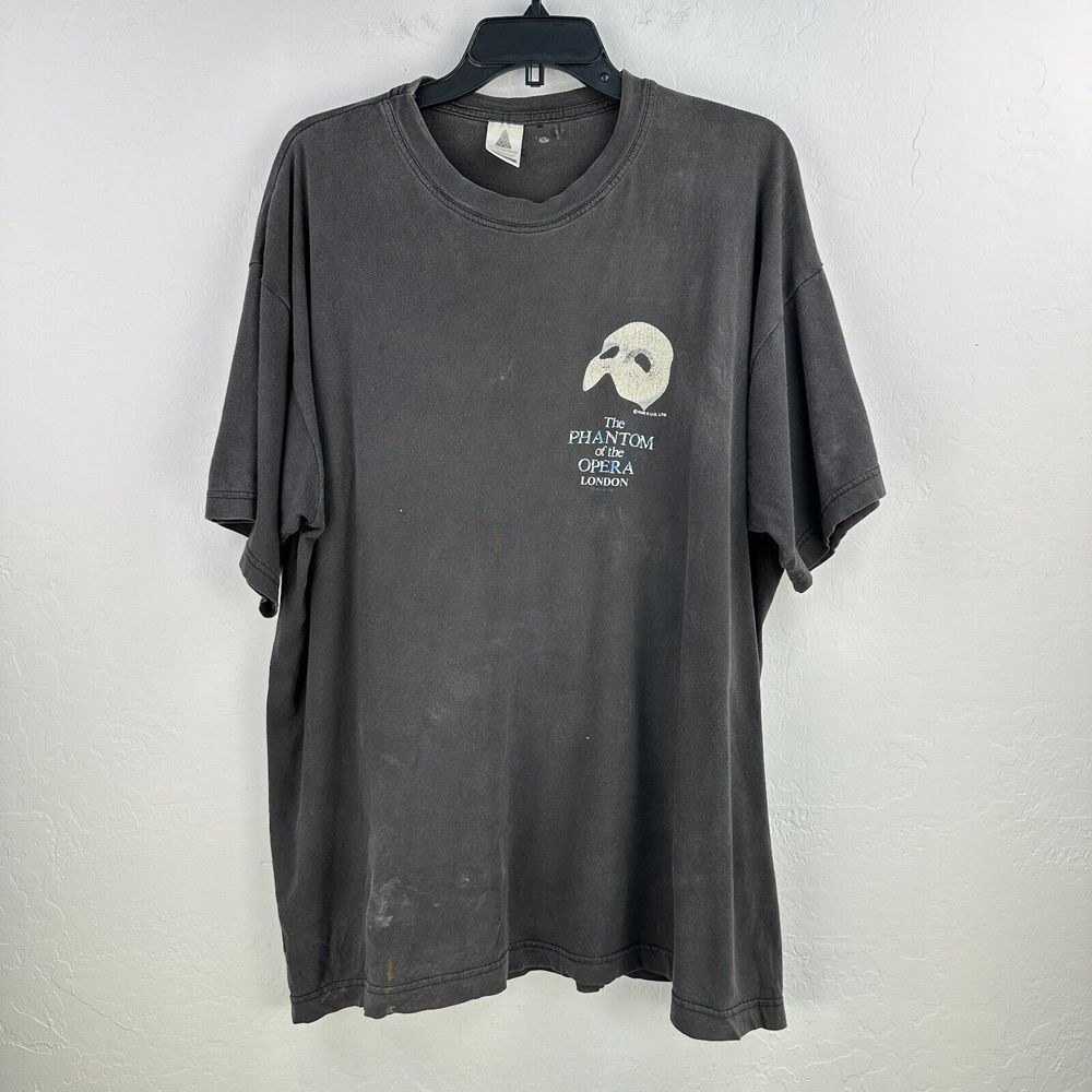 Vtg Phantom Of The Opera T-Shirt Mens XL London Thrashed 80s Mask Dewynters